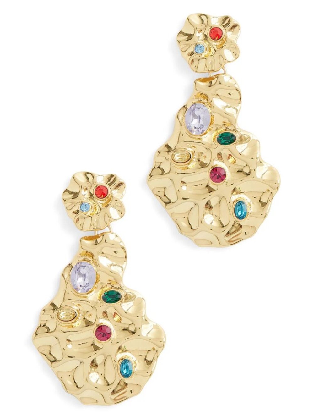 Kenneth Jay Lane Hammered Polished Gold Drop Earrings